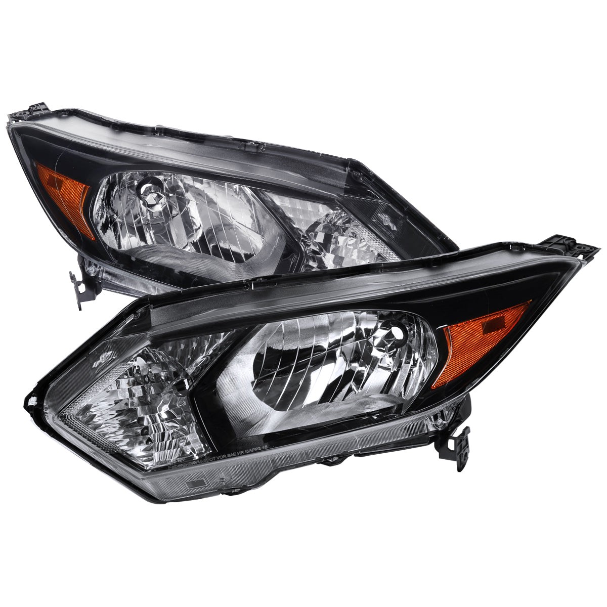 2016-2018 Honda HR-V Crystal Headlights w/ Amber Reflectors (Glossy Black Housing/Clear Lens)