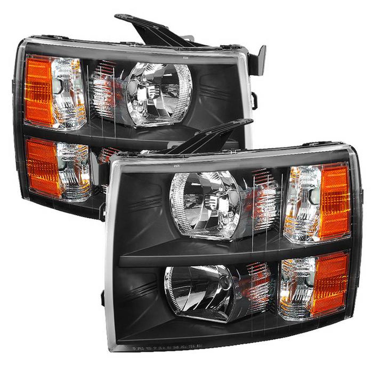 Xtune Crystal Headlights Chevy Silverado (07-14) [Optional DRL LED Lights] Black / Chrome / Smoke