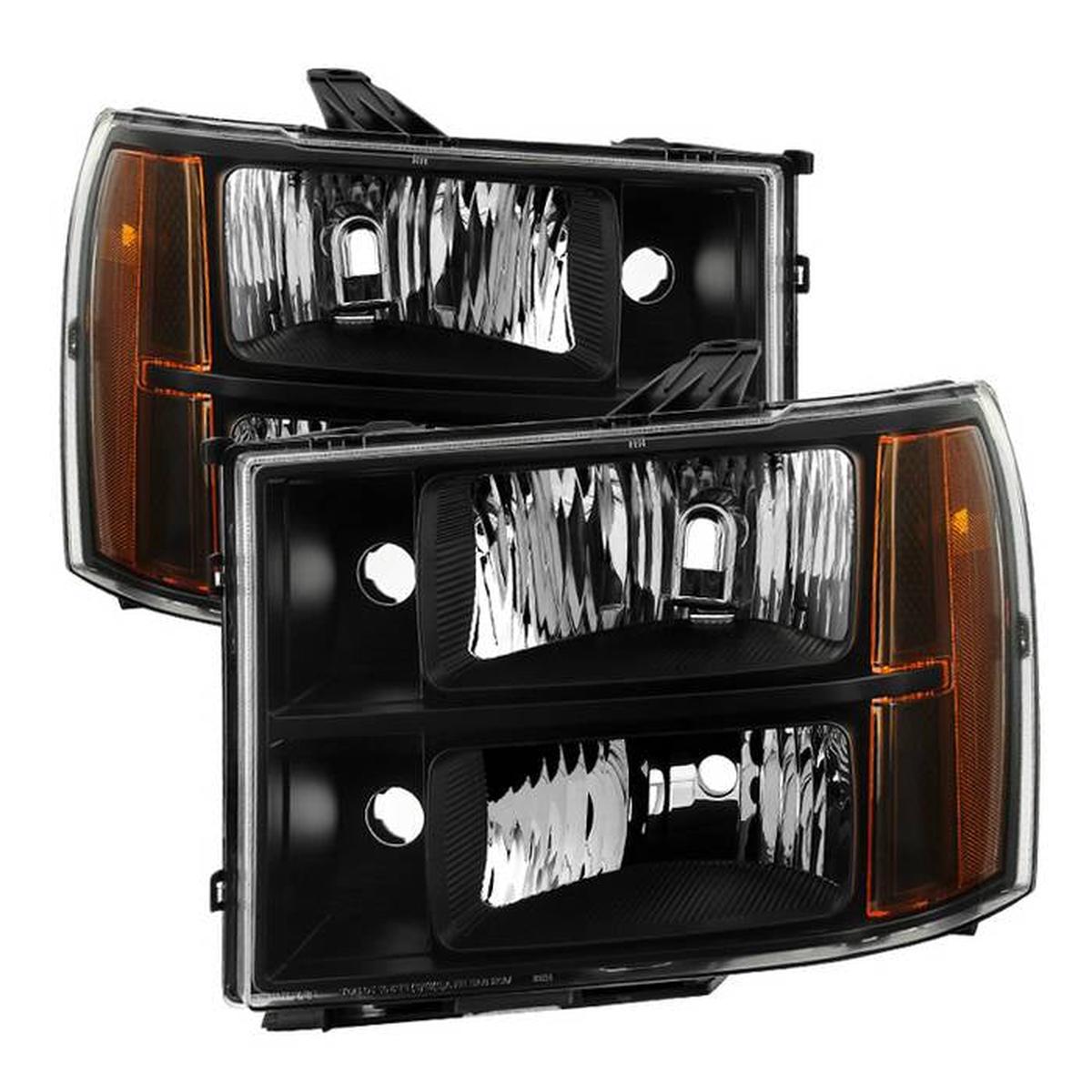 Xtune Crystal Headlights GMC Sierra (07-13) Black or Black Smoked w/ Amber Turn Signal Lights